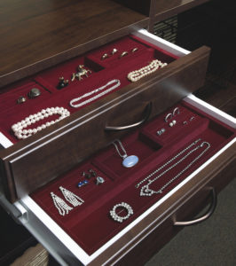 jewelry drawers in Dallas custom closet