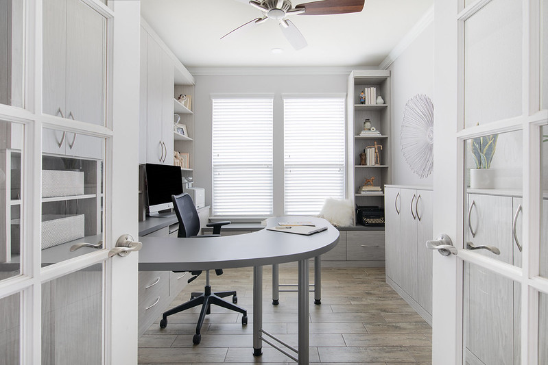 white home office open concept 