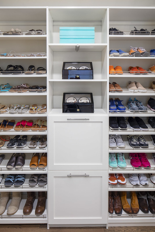Custom White Closet Wall Unit From More Space Place Dallas To Store Shoes for Every Season